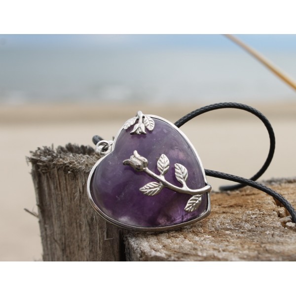  Collier Cœur Améthyste