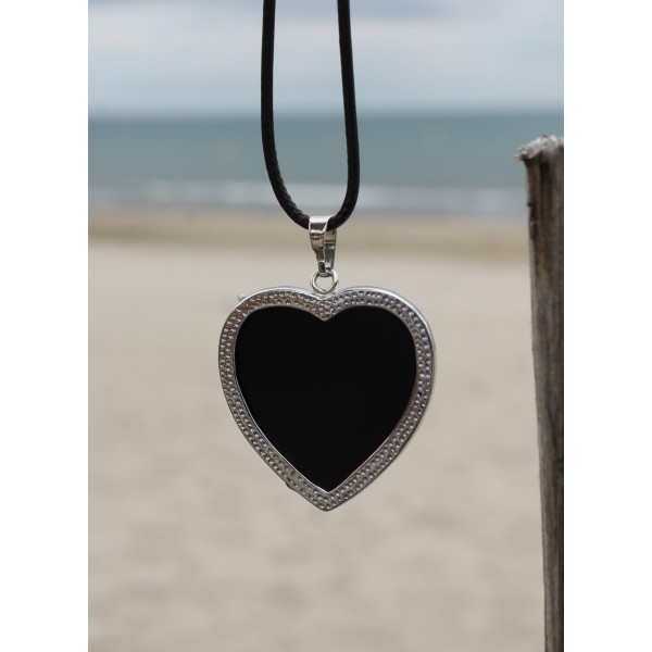  Collier Cœur Obsidienne noir