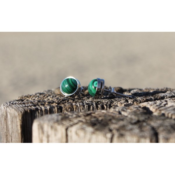Boucles d'oreilles en Pierre de Malachite - Argent 925