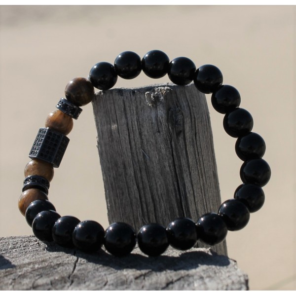 Bracelet Onyx & Œil de tigre