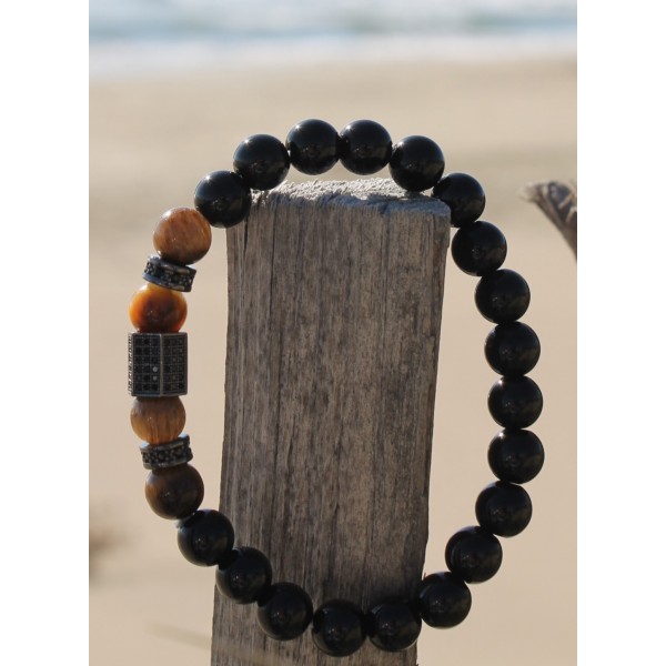 Bracelet Onyx & Œil de tigre
