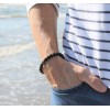 Bracelet en pierre de lune et obsidienne noire