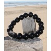 Bracelet en pierre d'Obsidienne noire motif "dragon"
