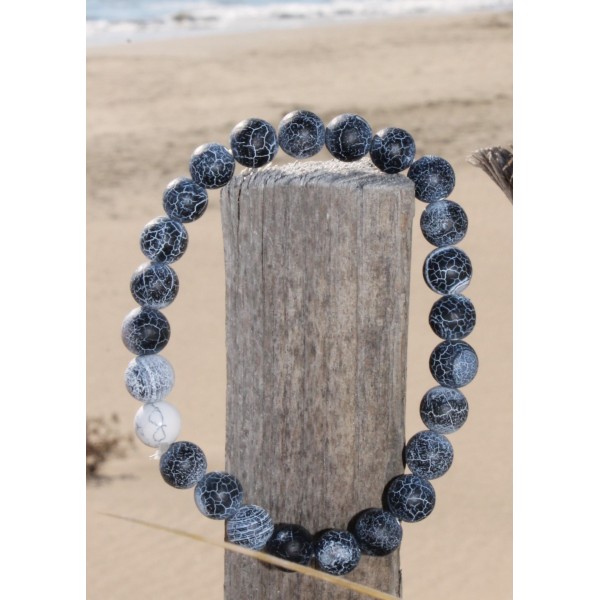 Bracelet pour homme Onyx, Howlite, Pierre de lave