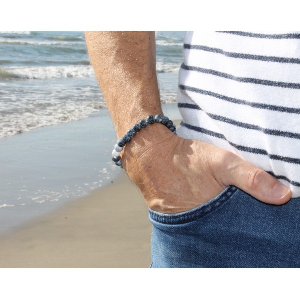 Bracelet pour homme Onyx, Howlite, Pierre de lave