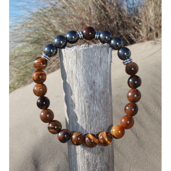 Bracelet "protection" en Hématite et œil de tigre