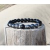 Bracelet pour homme oeil de tigre, labradorite, jaspe et crâne