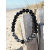 Bracelet pour homme oeil de tigre, labradorite, jaspe et crâne