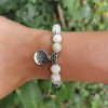 Bracelet fleur de lotus en pierre d'Amazonite - Boules 8mm