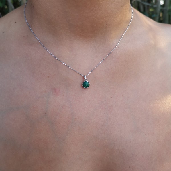 Collier en Pierre de Malachite - Argent 925