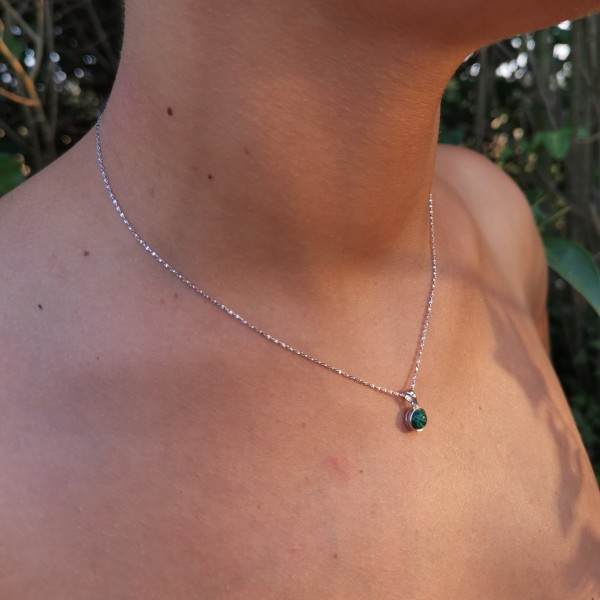 Collier en Pierre de Malachite - Argent 925