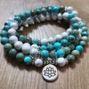 Bracelet mala lotus en pierre d'Howlite et Turquoise