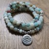 Bracelet mala lotus en pierre d'Amazonite
