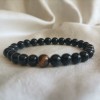 Bracelet pour homme Oeil de tigre, Onyx noir
