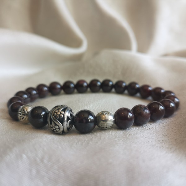 Bracelet grenat rouge - Pierres 8mm