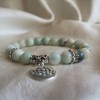 Bracelet fleur de lotus en pierre d'Amazonite - Boules 8mm