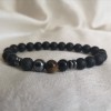 Bracelet de protection pour homme et femme Oeil de tigre et Agate noir