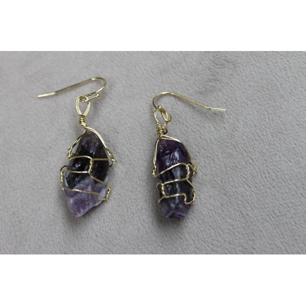 Boucles d'oreilles "goutte" en pierre d'Améthyste