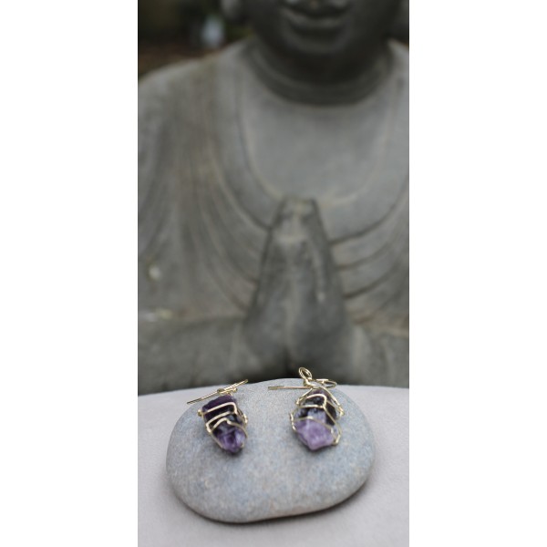 Boucles d'oreilles "goutte" en pierre d'Améthyste