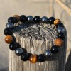 Bracelet oeil de tigre, labradorite, jaspe et crâne