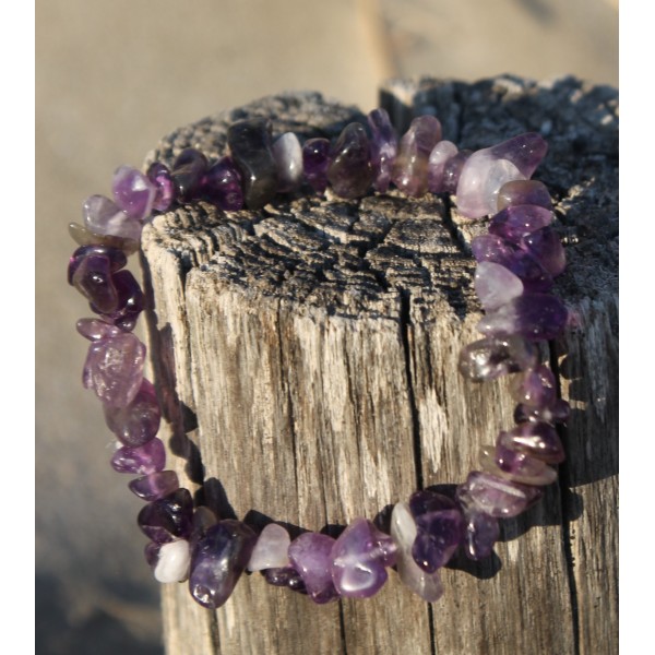 Bracelet "Amour et Sagesse" en pierre d'Améthyste